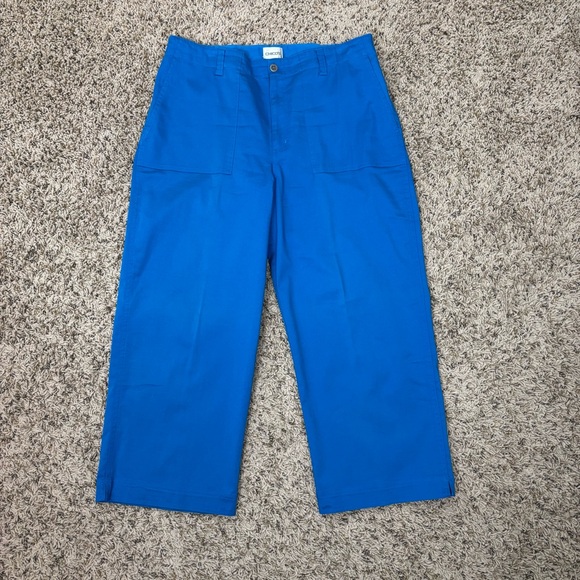 Chico's Pants - Chico's Capris Womens 2 US 12/Lg Blue Stretch Zip Fly Pockets Coastal Grandma